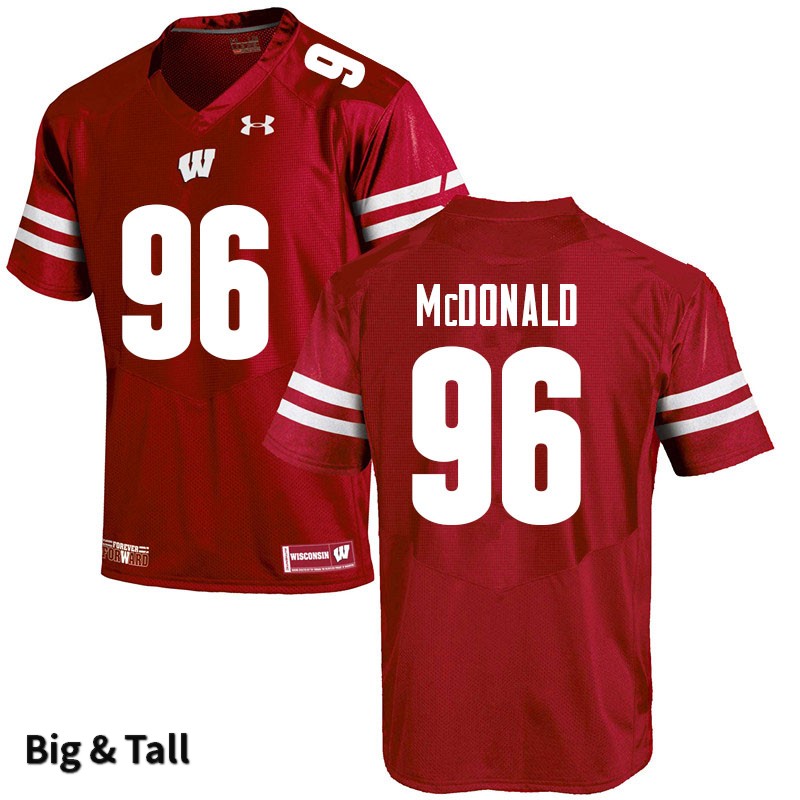Wisconsin Badgers Men's #96 Cade McDonald NCAA Under Armour Authentic Red Big & Tall College Stitched Football Jersey BB40Q78SG
